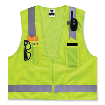 Glowear 8249z-s Single Size Class 2 Economy Surveyors Zipper Vest, Polyester, 4x-large, Lime