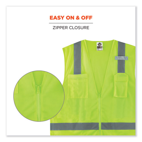 Glowear 8249z-s Single Size Class 2 Economy Surveyors Zipper Vest, Polyester, 2x-large, Lime