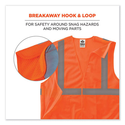 Glowear 8215ba-s Single Size Class 2 Economy Breakaway Mesh Vest, Polyester, X-large, Orange