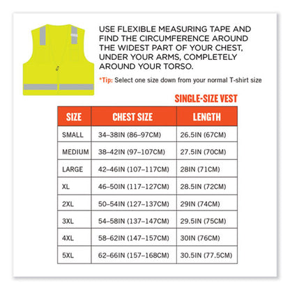 Glowear 8249z-s Single Size Class 2 Economy Surveyors Zipper Vest, Polyester, X-large, Lime