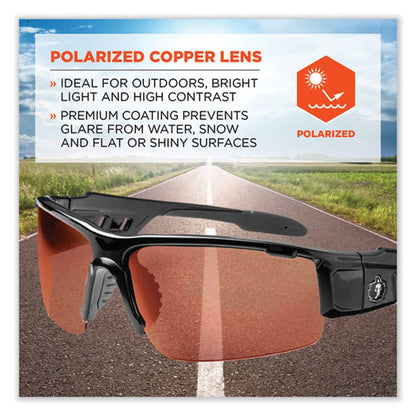 Skullerz Dagr Safety Glasses, Black Nylon Impact Frame, Polarized Copper Polycarbonate Lens