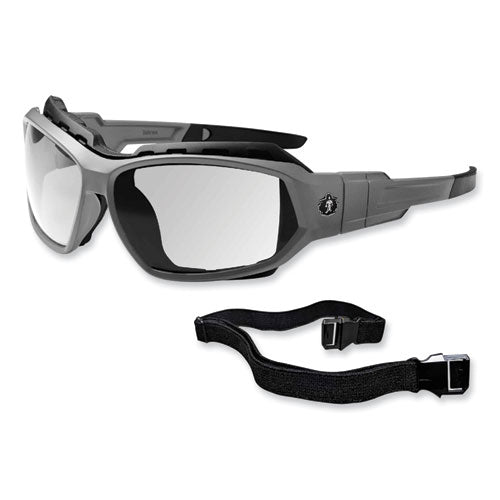 Skullerz Loki Safety Glasses/goggles, Matte Gray Nylon Impact Frame, Anti-fog Clear Polycarb Lens