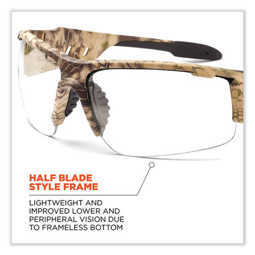 Skullerz Dagr Safety Glasses, Kryptek Highlander Nylon Impact Frame, Clear Polycarbonate Lens