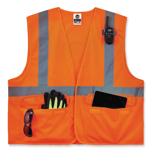 Glowear 8225hl Class 2 Standard Solid Hook And Loop Vest, Polyester, Orange, 4x-large/5x-large