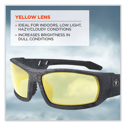 Skullerz Odin Safety Glasses, Kryptek Typhon Nylon Impact Frame, Yellow Polycarbonate Lens