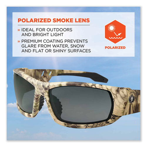 Skullerz Odin Safety Glasses, Kryptek Highlander Nylon Impact Frame, Polarized Smoke Lens