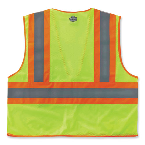 Glowear 8230z Class 2 Two-tone Mesh Zipper Vest, Polyester, Large/x-large, Lime