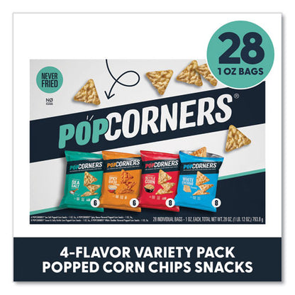 Popped Corn Chips Snacks Variety Pack, Assorted Flavors, 1 Oz Bag, 28/pack