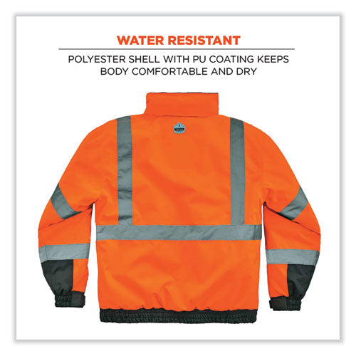 Glowear 8377 Class 3 Hi-vis Quilted Bomber Jacket, Orange, 2x-large