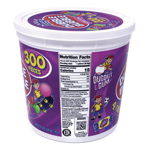 Bubble Gum Assorted Flavor Twist Tub, 300 Pieces/tub, 1 Tub/carton