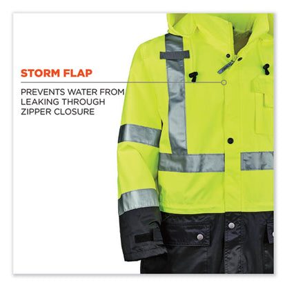 Glowear 8365bk Class 3 Hi-vis Rain Jacket Black Bottom, 5x-large, Lime