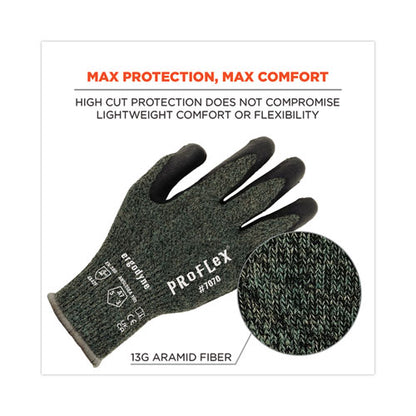 Proflex 7070 Ansi A7 Nitrile Coated Cr Gloves, Green, Large, Pair