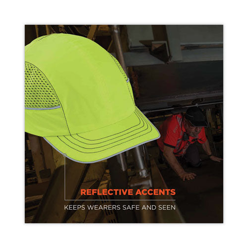 Skullerz 8950 Bump Cap Hat, Short Brim, Lime