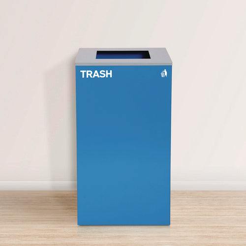 29 Gallon Trash/recycling Cans, Steel, Blue Trash Can With Square Lid