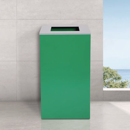 29 Gallon Trash/recycling Cans, Steel, Green Can With Square Lid