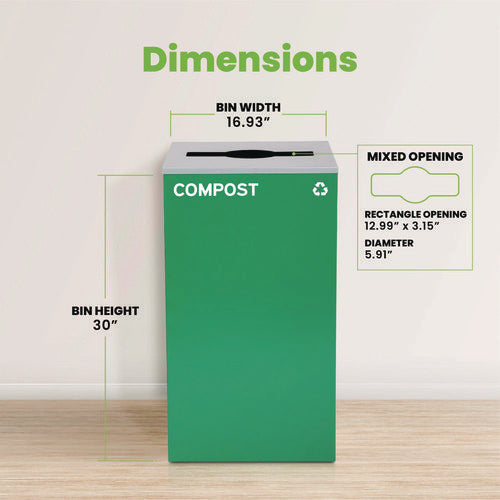 29 Gallon Trash/recycling Cans, Steel, Green Compost Can With Mixed Lid