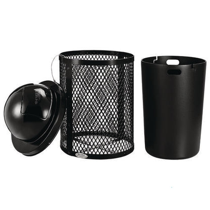 Outdoor Diamond Industrial Steel Trash Can, 36 Gal, Black