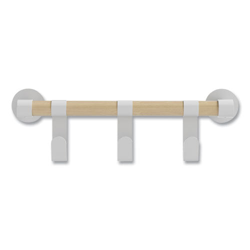 Resi Coat Wall Rack, 3 Hook, 19.75w X 4.25d X 6h, White