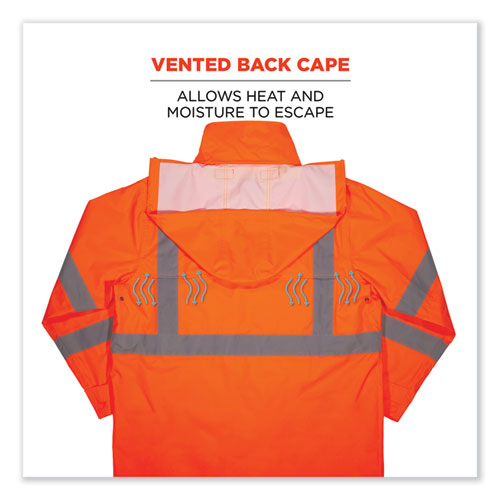 Glowear 8366 Class 3 Lightweight Hi-vis Rain Jacket, Polyester, X-large, Orange