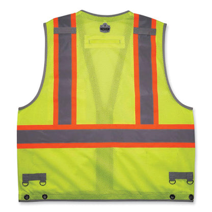 Glowear 8231tv Class 2 Hi-vis Tool Tethering Safety Vest, Polyester, 4x-large/5x-large, Lime