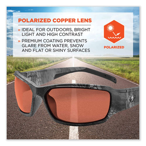 Skullerz Thor Safety Glasses, Kryptek Tyhpon Nylon Impact Frame, Polarized Copper Polycarb Lens