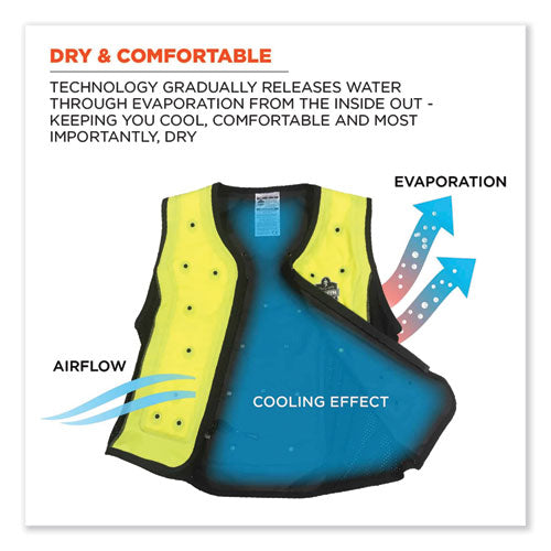 Chill-its 6685 Premium Dry Evaporative Cooling Vest With Zipper, Nylon, 3x-large, Lime