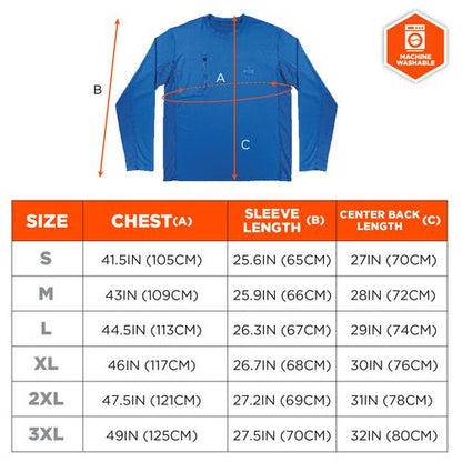 Chill-its 6689 Cooling Long Sleeve Sun Shirt With Uv Protection, Medium, Blue