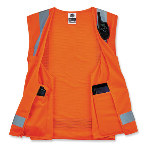 Glowear 8249z-s Single Size Class 2 Economy Surveyors Zipper Vest, Polyester, Large, Orange