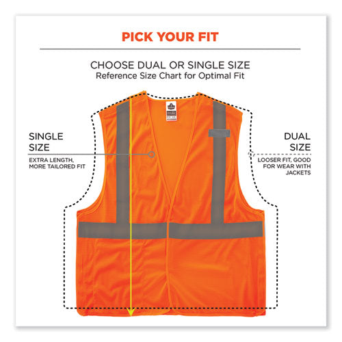 Glowear 8215ba-s Single Size Class 2 Economy Breakaway Mesh Vest, Polyester, 2x-large, Orange