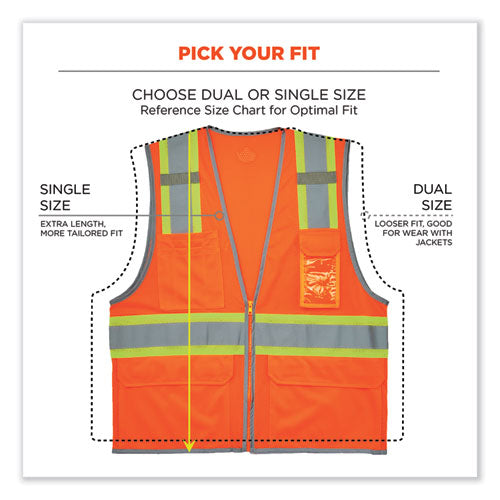 Glowear 8246z-s Single Size Class 2 Two-tone Mesh Vest, Polyester, Small, Orange