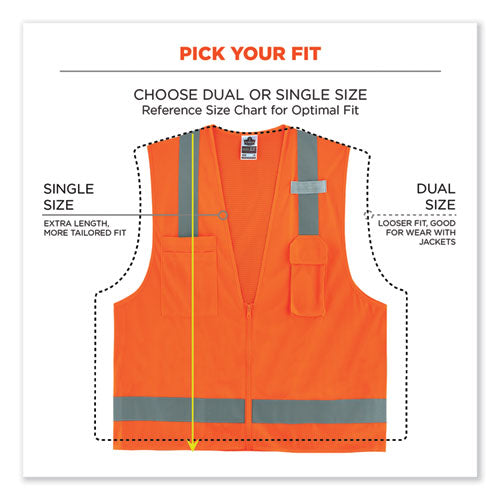 Glowear 8249z-s Single Size Class 2 Economy Surveyors Zipper Vest, Polyester, 2x-large, Orange