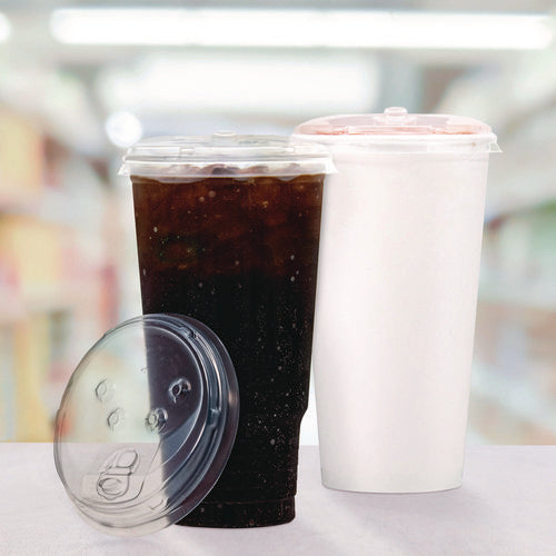 Prima Strawless Plastic Lids, Fits 30 Oz To 32 Oz Cold Cups, Clear, 100 Lids/sleeve, 12 Sleeves/carton