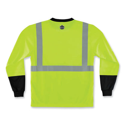 Glowear 8291bk Type R Class 2 Black Front Long Sleeve T-shirt, Polyester, 4x-large, Lime