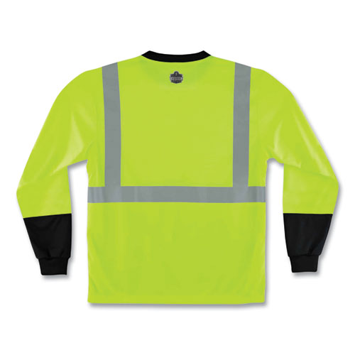 Glowear 8291bk Type R Class 2 Black Front Long Sleeve T-shirt, Polyester, X-large, Lime