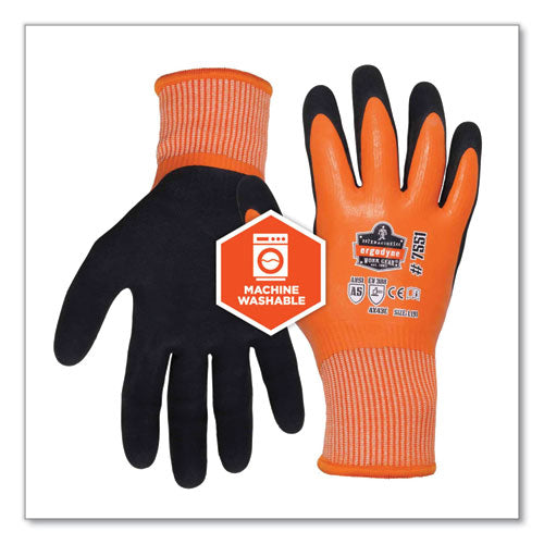 Proflex 7551-case Ansi A5 Coated Waterproof Cr Gloves, Orange, Large, 144 Pairs/carton