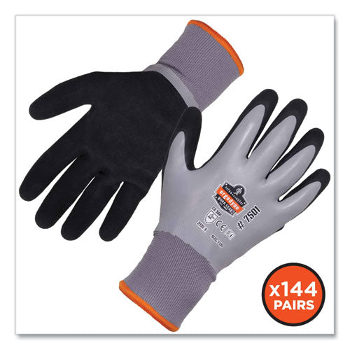 Proflex 7501-case Coated Waterproof Winter Gloves, Gray, Small, 144 Pairs/carton