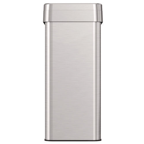 Open Top Trash Can, Rectangular, 16 Gal, Plastic/stainless Steel, Silver