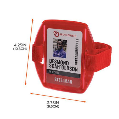 Squids 3386 Arm Band Id/badge Holder, Vertical, Red 3.75 X 4.25 Holder, 2.5 X 4 Insert