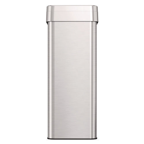 Open Top Trash Can, Rectangular, 18 Gal, Plastic/stainless Steel, Silver