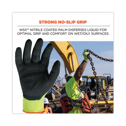 Proflex 7021 Hi-vis Nitrile-coated Cr Gloves, Lime, Large, Pair