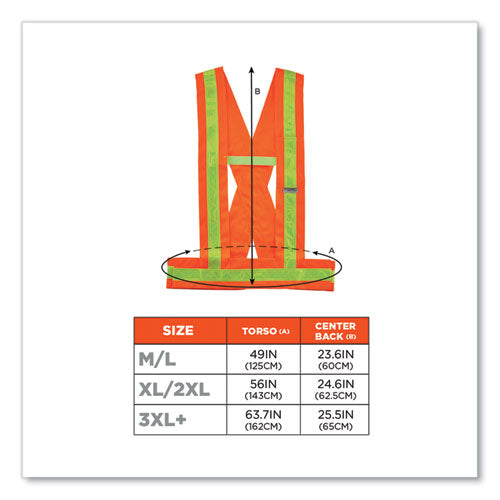 Glowear 8140ba Class 1 Breakaway Sash, Polyester, 3x-large Plus, Orange