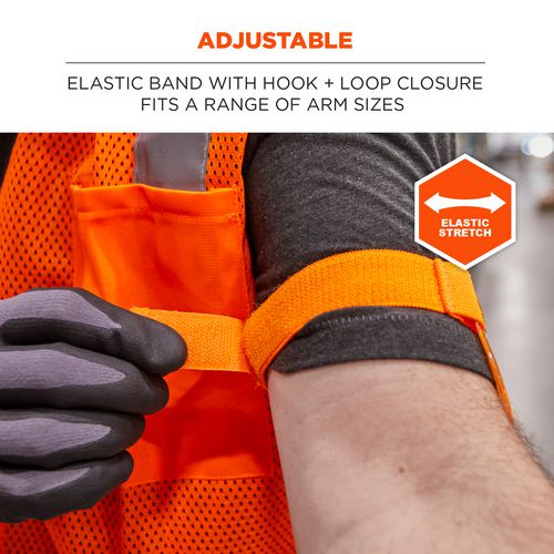 Squids 3386 Arm Band Id/badge Holder, Vertical, Hi-vis Orange, 3.75 X 4.25 Holder, 2.5 X 4 Insert, 10/pack