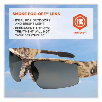 Skullerz Dagr Safety Glasses, Kryptek Highlander Nylon Impact Frame, Anti-fog Smoke Polycarbonate Lens