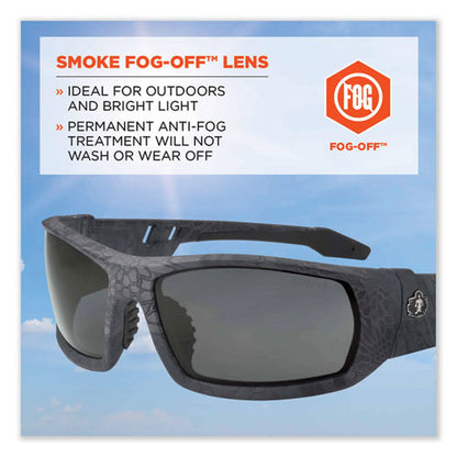 Skullerz Odin Safety Glasses, Kryptek Typhon Nylon Impact Frame, Antifog Smoke Polycarbonate Lens