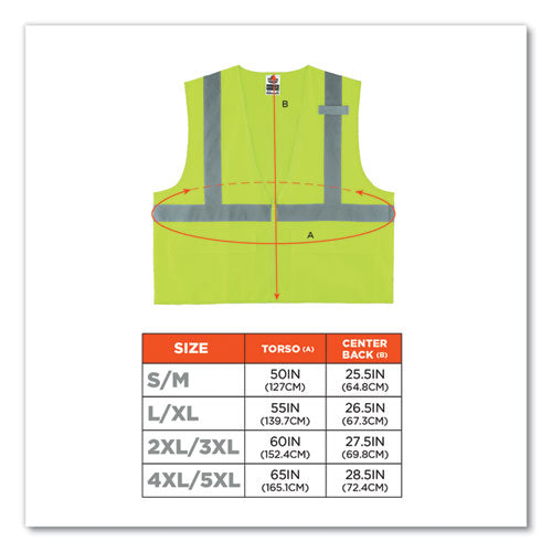 Glowear 8225z Class 2 Standard Solid Vest, Polyester, Lime, 2x-large/3x-large