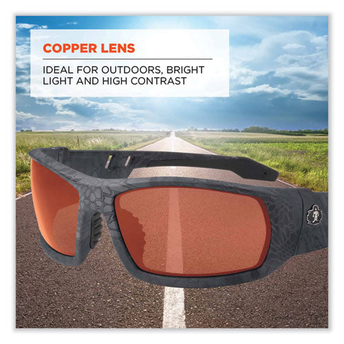 Skullerz Odin Safety Glasses, Kryptek Typhon Nylon Impact Frame, Copper Polycarbonate Lens