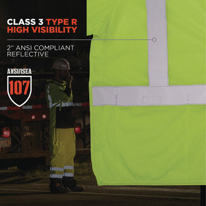 Glowear 8315ba Class 3 Hi-vis Breakaway Safety Vest, 2x-large To 3x-large, Lime