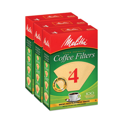 Melitta Coffee Filters, #4, 8 To 12 Cup Size, Cone Style, 100 Filters/pack, 3/pack