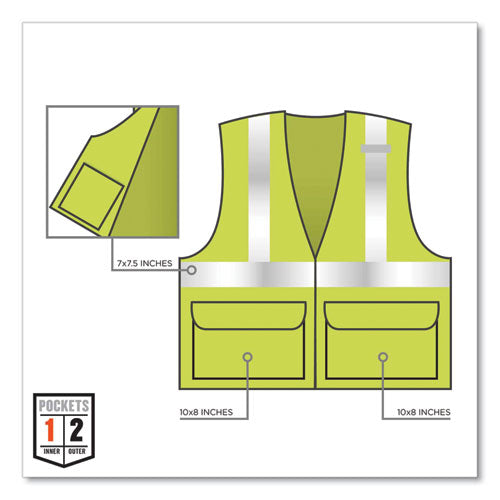 Glowear 8225hl Class 2 Standard Solid Hook And Loop Vest, Polyester, Lime, 4x-large/5x-large