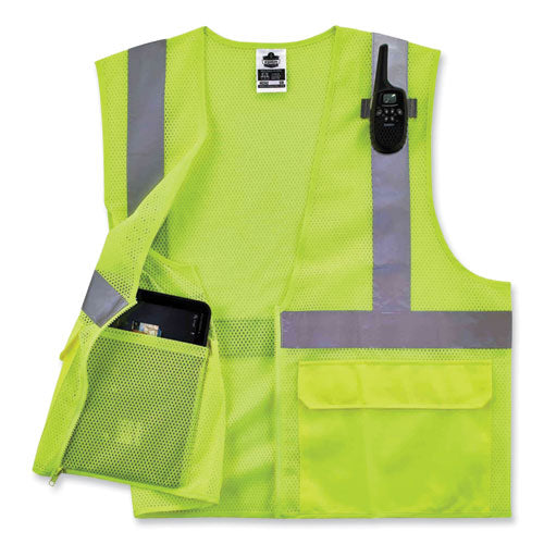 Glowear 8220z Class 2 Standard Mesh Zipper Vest, Polyester, 4x-large/5x-large, Lime